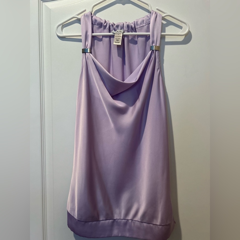 Cache Women’s Medium Lavender Tank With Metal Detail, EUC